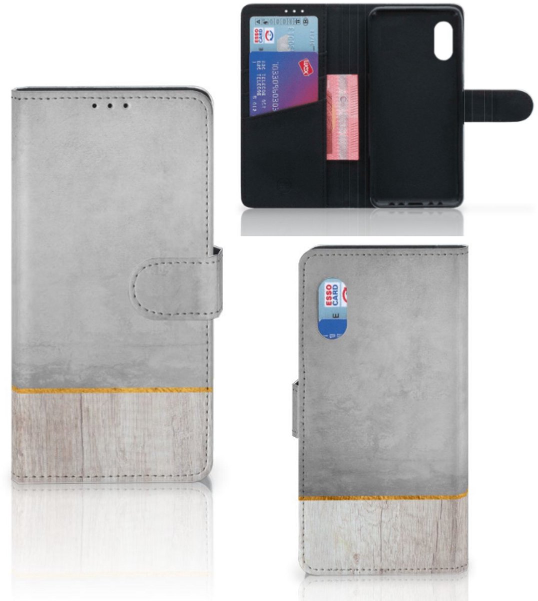 Samsung Xcover Pro Book Style Case Wood Concrete