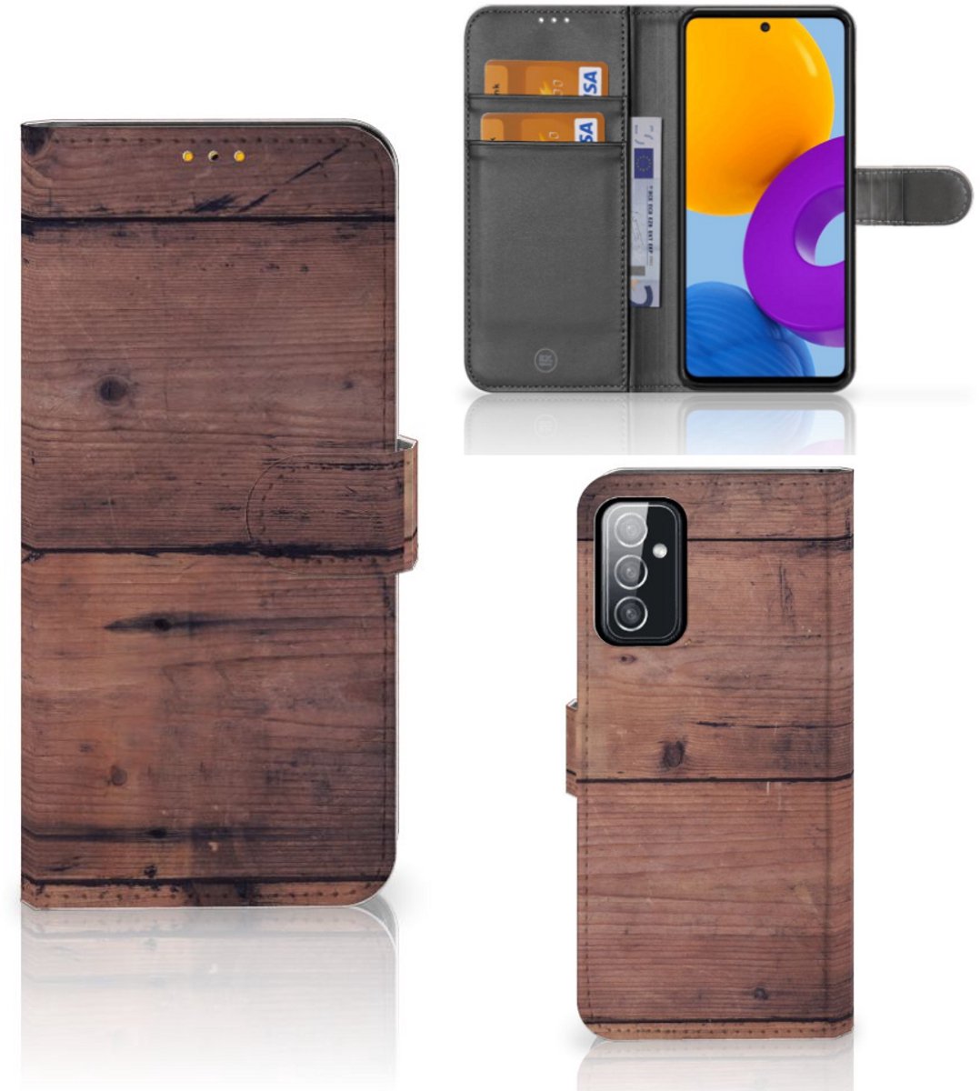 Samsung Galaxy M52 Book Style Case Old Wood