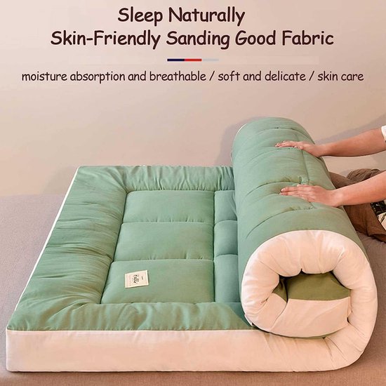 Japanse opvouwbare matras, futon matras dubbele dikkere vloermatras, tatami mat draagbare slaapmat, antislip en ademend, voor thuis slaapzaal, camping bank — afbeelding 5