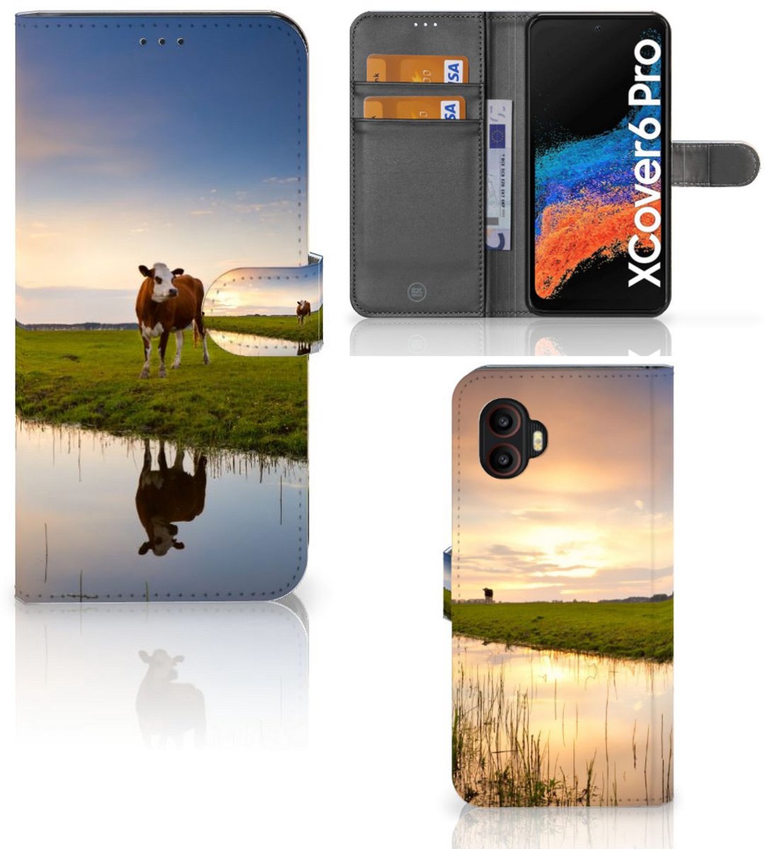 Samsung Galaxy Xcover 6 Pro Telefoonhoesje met Pasjes Koe