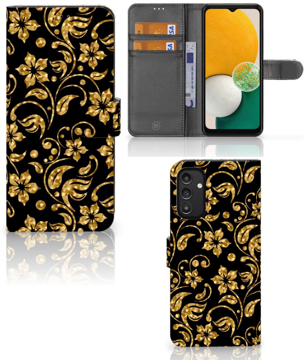 Samsung Galaxy A14 5G Hoesje Gouden Bloemen