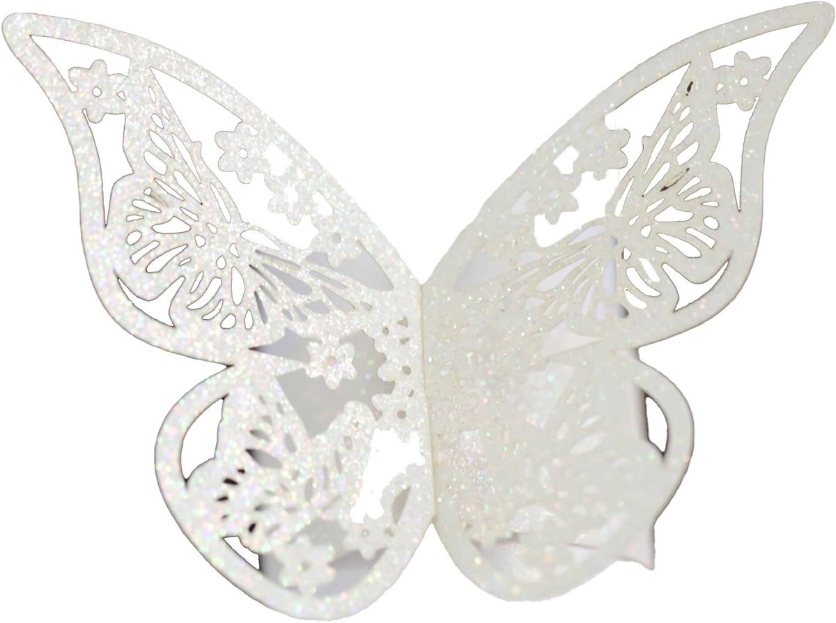 Elegante Vlinder Servetringen van Folie - 20 Stuks voor Bruiloften, Feesten en Banquets in Wit