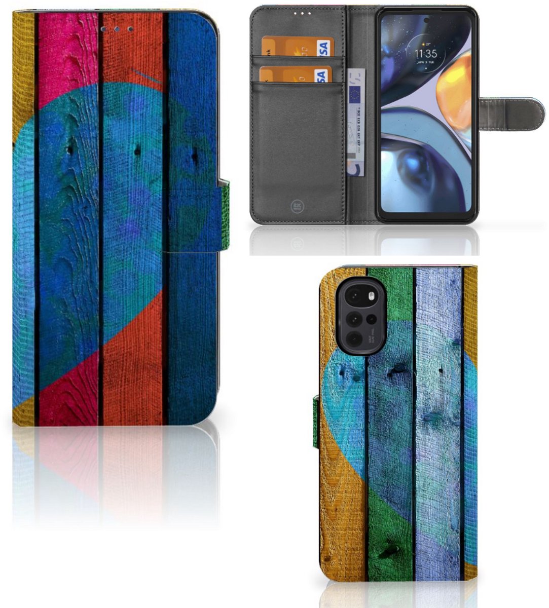 Boekhoesje voor Motorola Moto G22 Book Style Case Wood Heart - Cadeau voor je Vriend