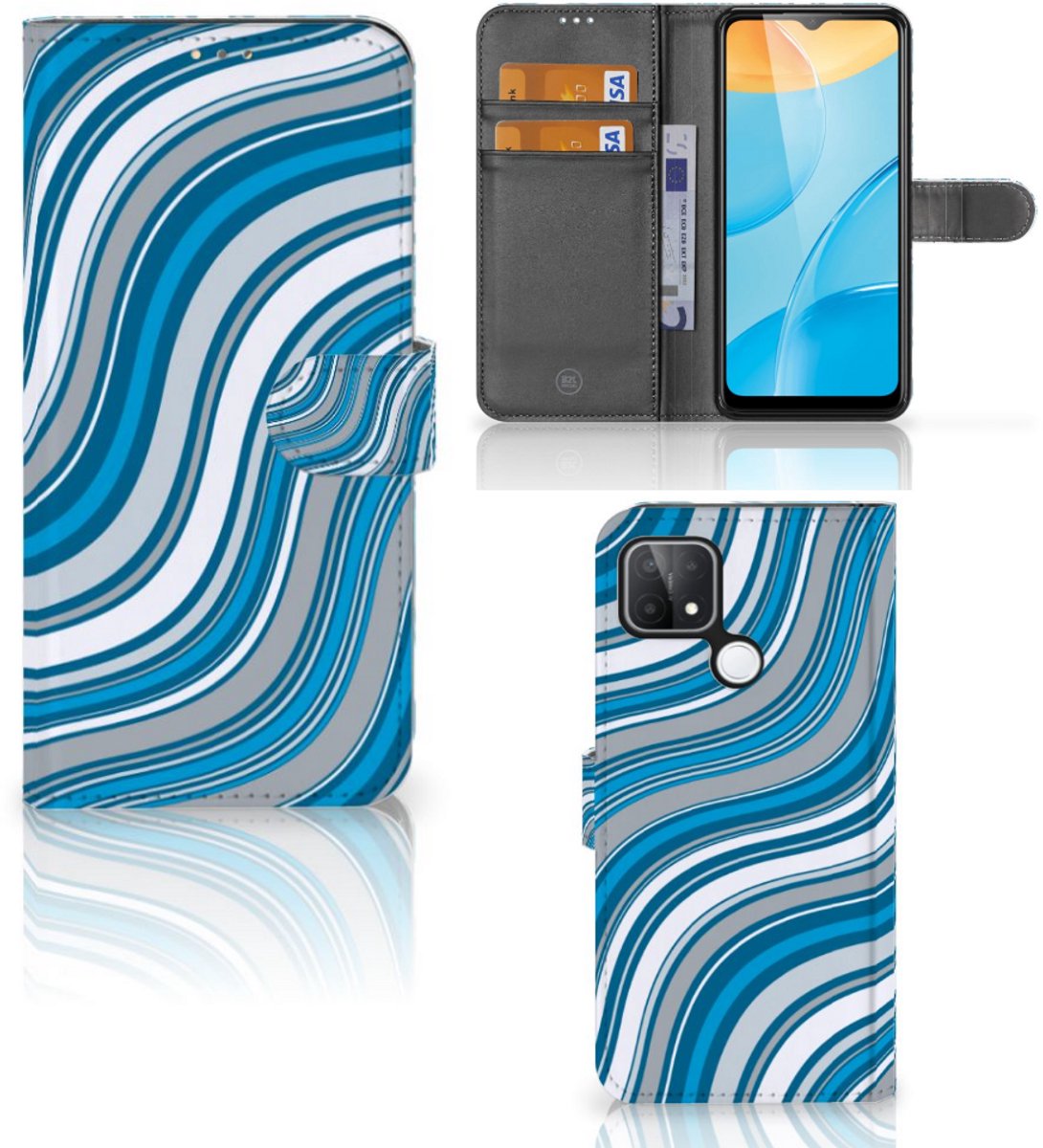 OPPO A15 Telefoon Hoesje Waves Blue