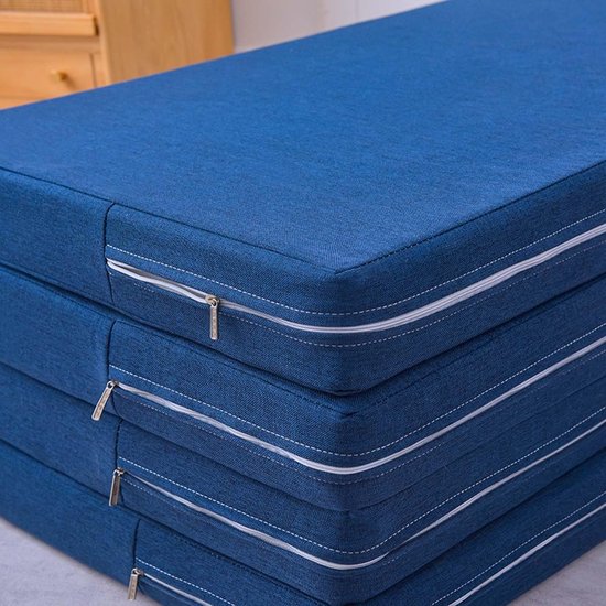 Opvouwbare Matras - Gast Matras - Tijdelijke Slaapplaats - Verwijderbare Wasbare Hoes - 60x200x8cm - Donkerblauw — afbeelding 5