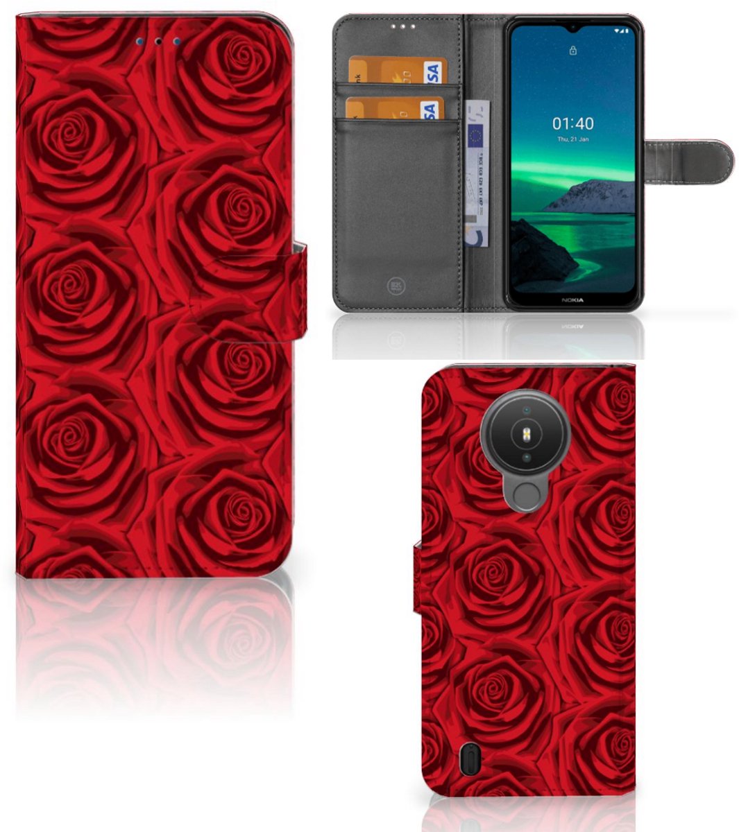 Boekhoesje voor Nokia 1.4 Hoesje Red Roses