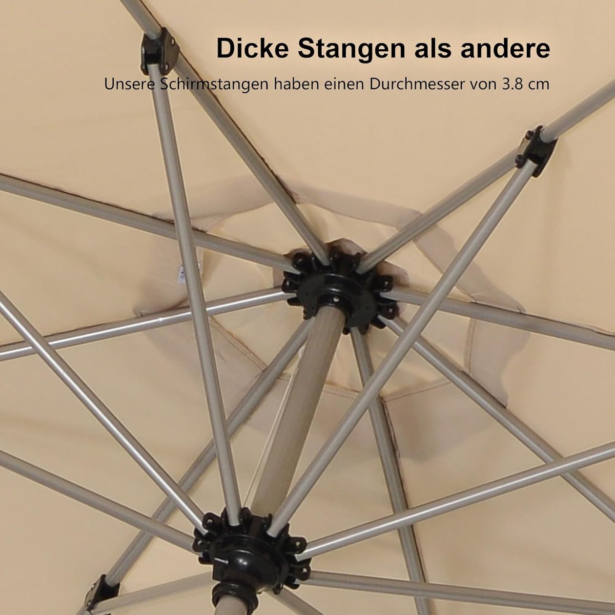 Tuinparasol 270 cm Achthoekig met Kantelfunctie en Zwengel – UV50+ Waterafstotend Aluminium – Beige – Nicolehome