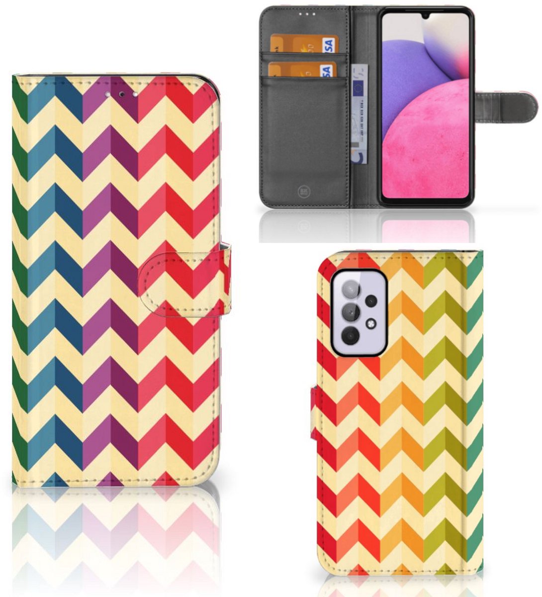 Boekhoesje voor Samsung Galaxy A33 5G Telefoon Hoesje Zigzag Multi Color