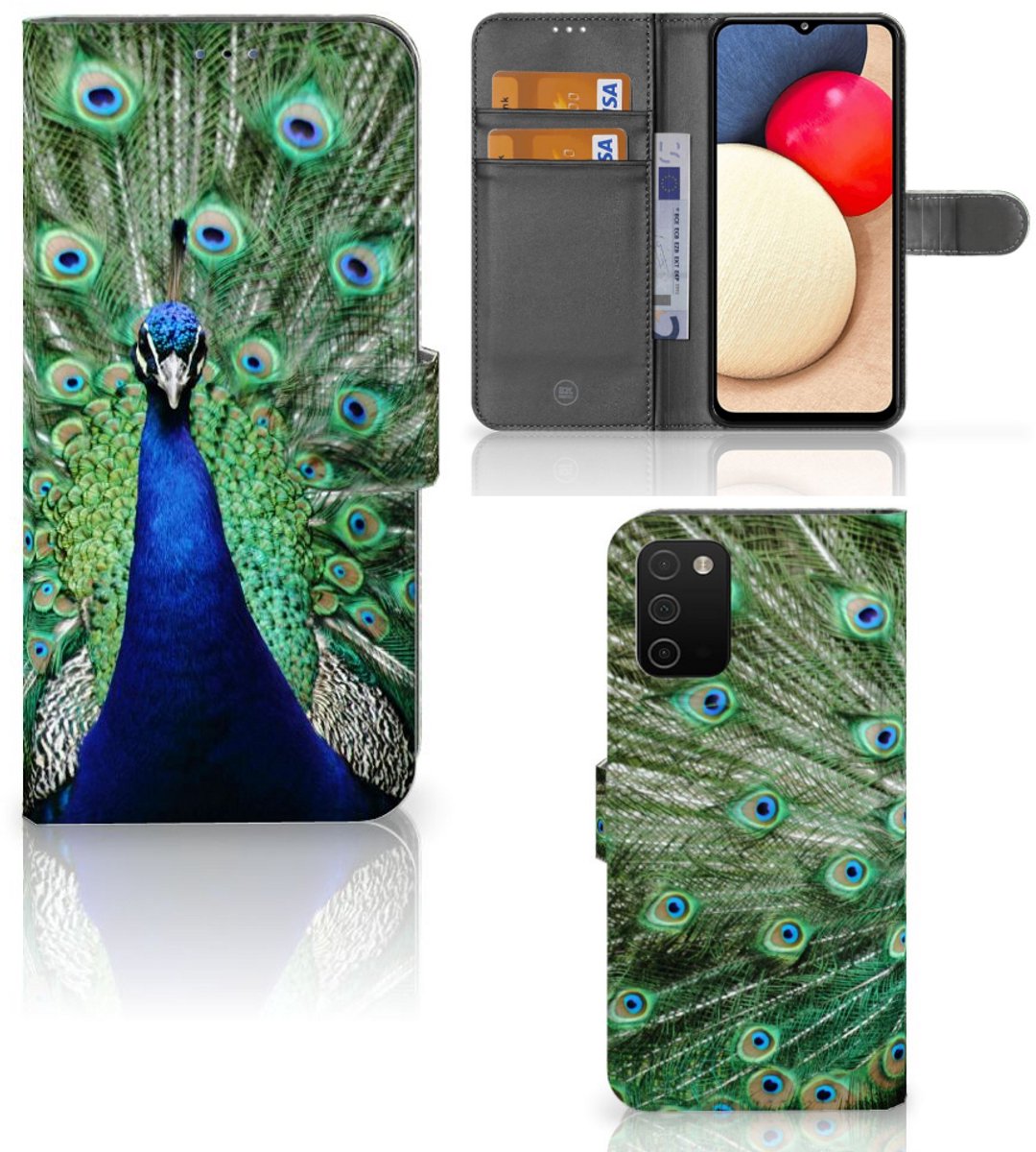 Samsung Galaxy A03s Telefoonhoesje met Pasjes Pauw