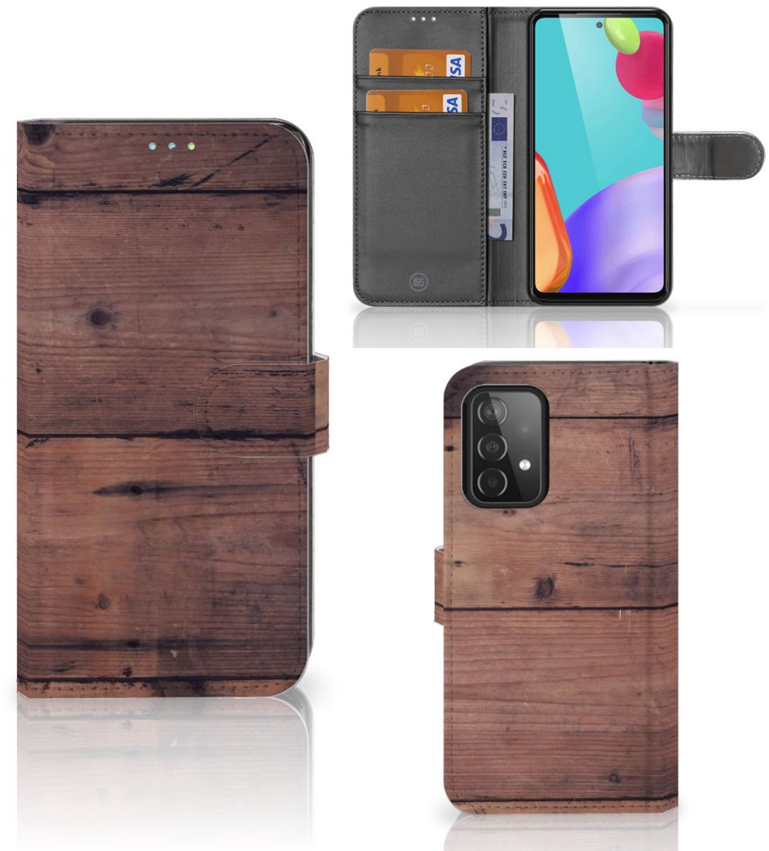 Samsung Galaxy A52 Book Style Case Old Wood