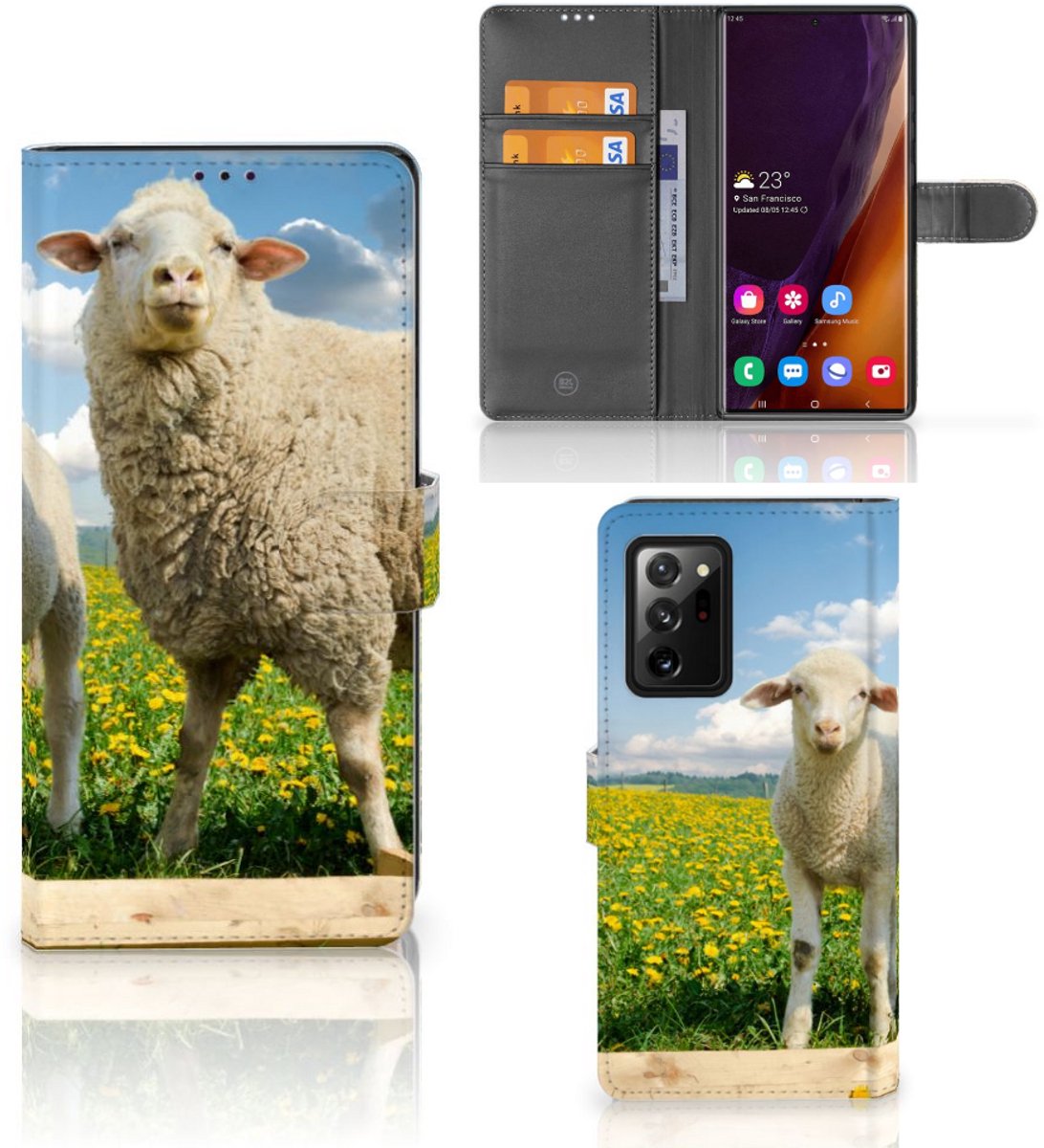 Samsung Galaxy Note20 Ultra Telefoonhoesje met Pasjes Schaap en Lammetje