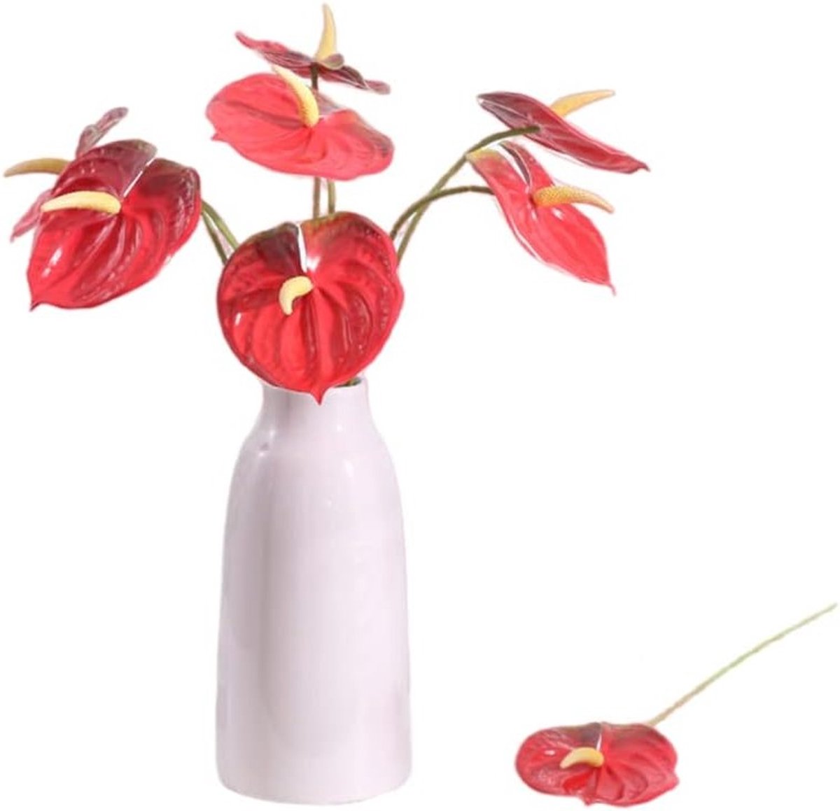 Kunstmatige Anthurium Lelies - 5 Stuks 24 Inch Bloemen voor Hu decoration, Bruiloft en Feestdecoratie, Perfect voor Ambachten en Winkeldisplay (Rood)