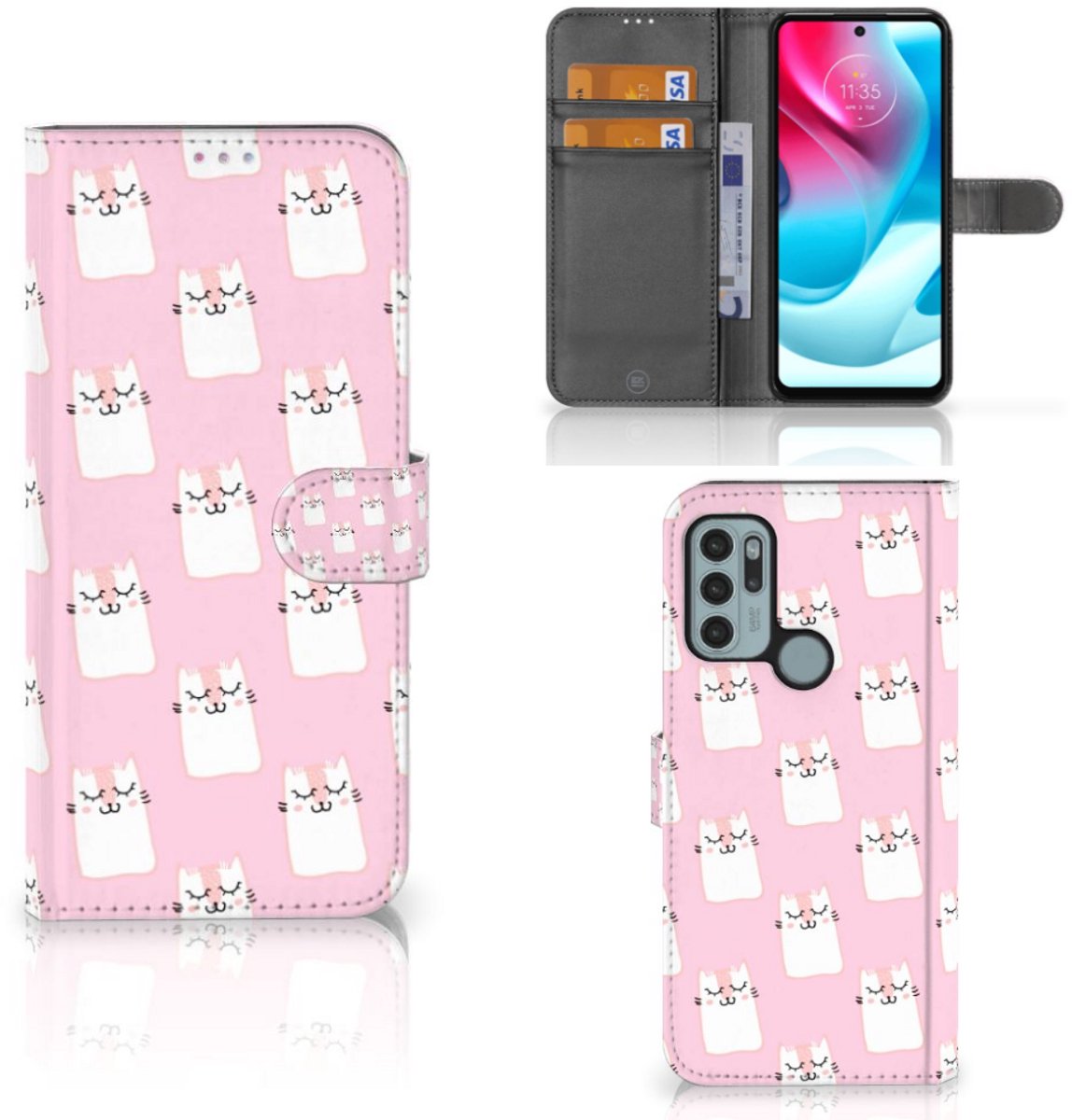 Motorola Moto G60s Telefoonhoesje met Pasjes Sleeping Cats