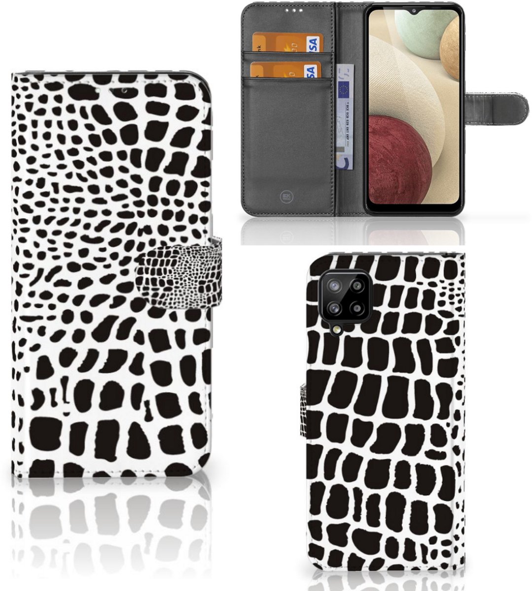 Samsung Galaxy A12 Telefoonhoesje met Pasjes Slangenprint