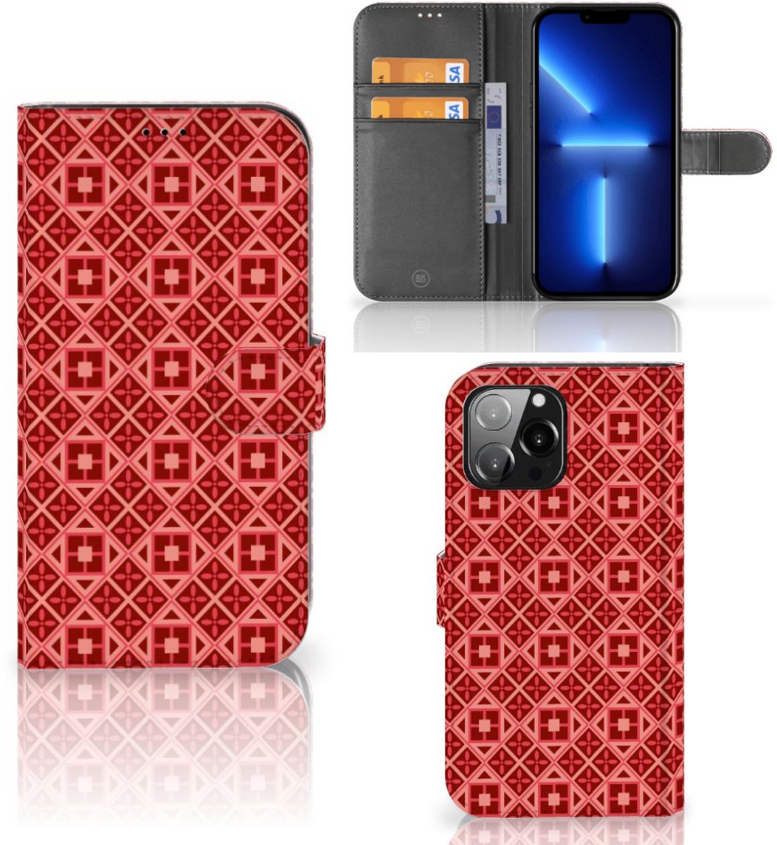 iPhone 13 Pro Max Telefoon Hoesje Batik Rood