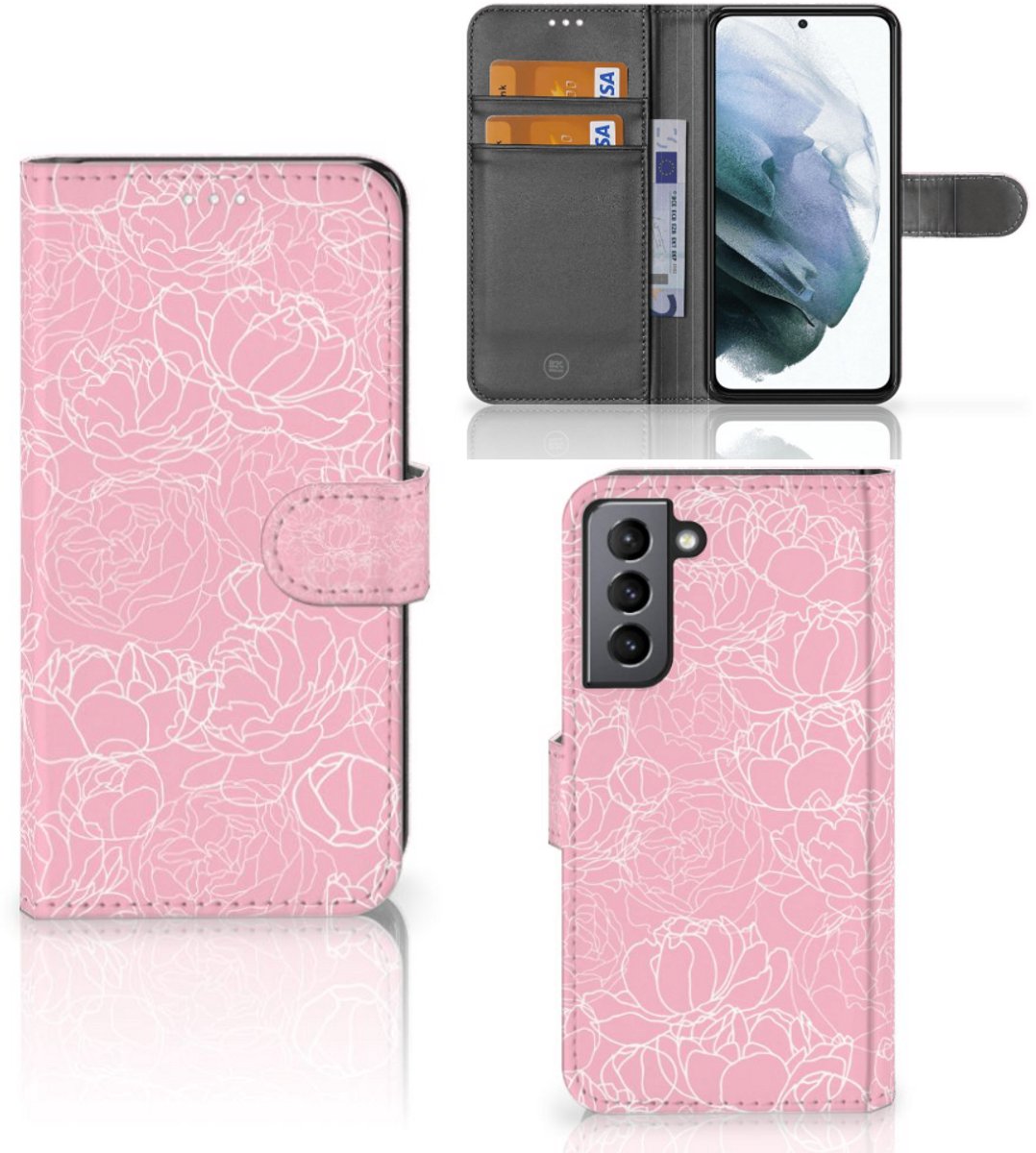 Samsung Galaxy S21 FE Hoesje White Flowers