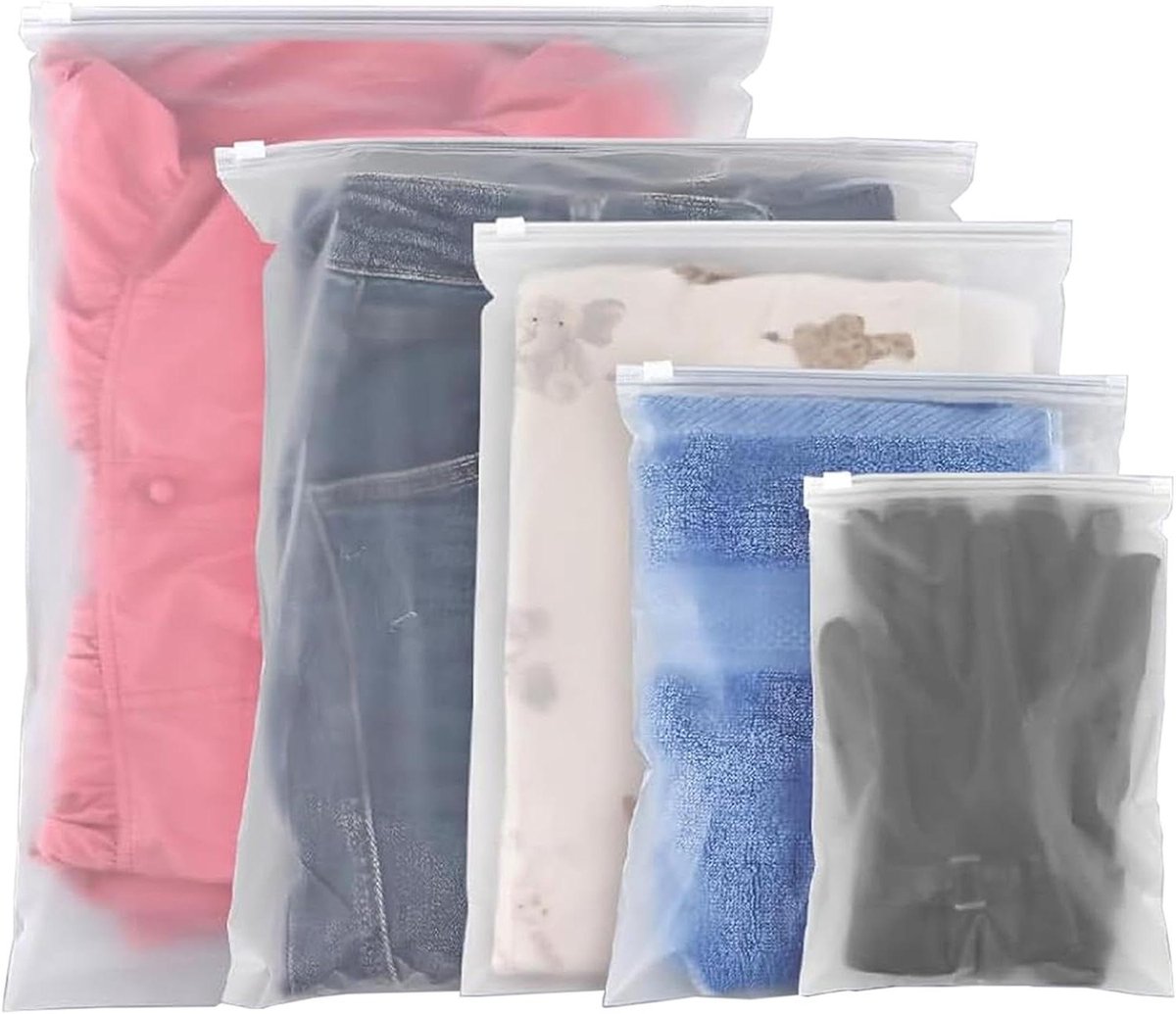 Matte Ritszakken - Opbergzakken Herbruikbaar - Kleding Organiseren - Waterdichte Bescherming - 5 Maten - Transparant