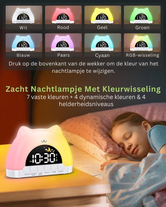 VLSelect®Slaaptrainer kinderen - Slaapwekker - Kinderwekker - Automatisch Dimbaar van Merkloos — afbeelding 4