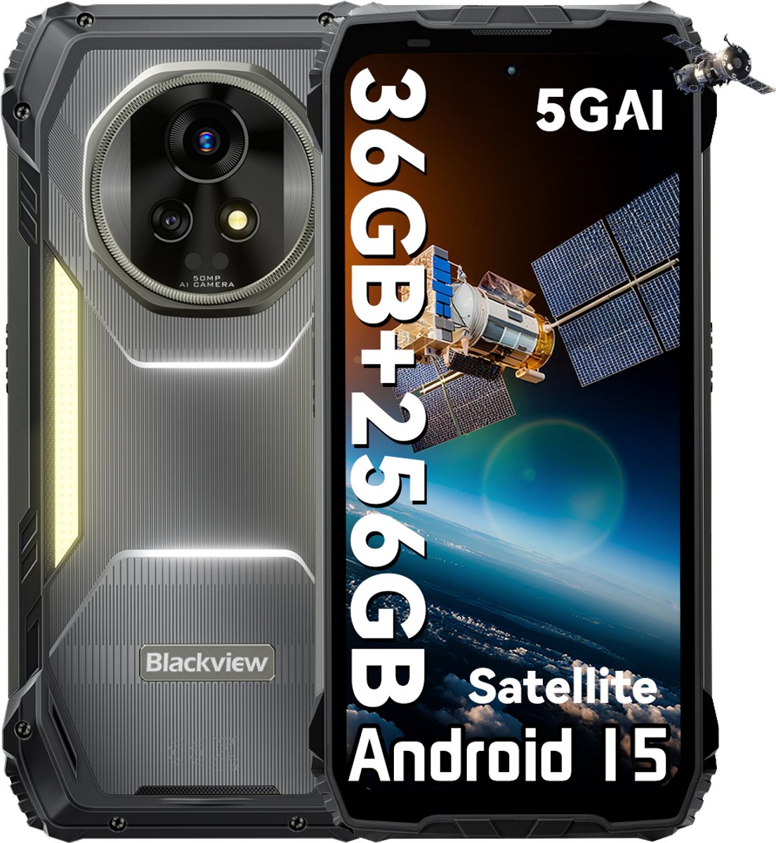 Blackview XPLORE 2 Satellite - Robuuste Smartphone - 5G - 36GB RAM - 256GB ROM - 6.78 inch - Robuuste Telefoon - Nachtzicht - Android 15 - NFC - GPS - Zwart