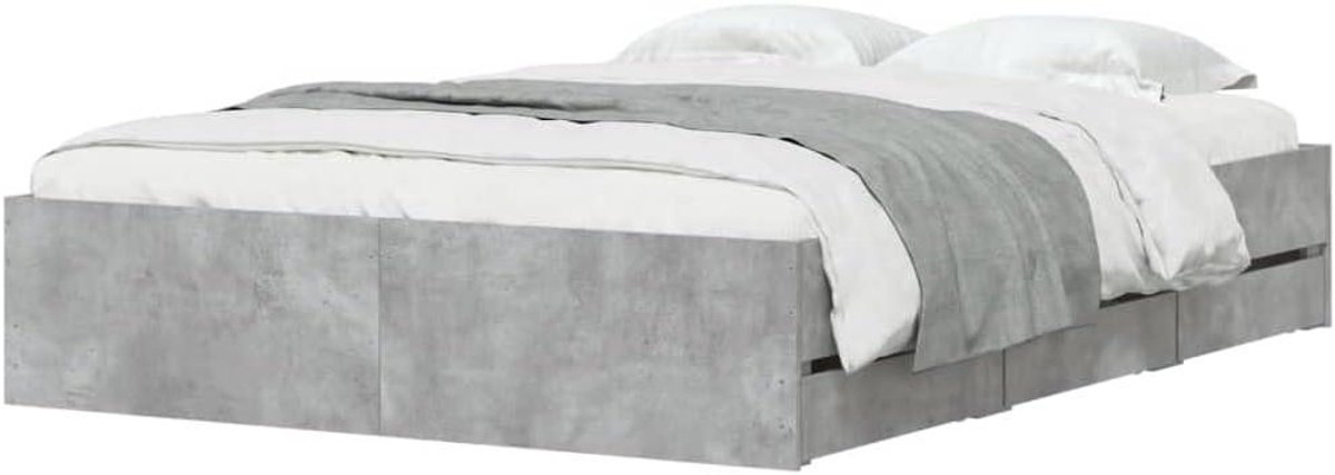 Bedframe met lades - Tweepersoonsbed ombouw - Slaapkamer organiseren - Met opberglades - 135x190 cm - Betongrijs