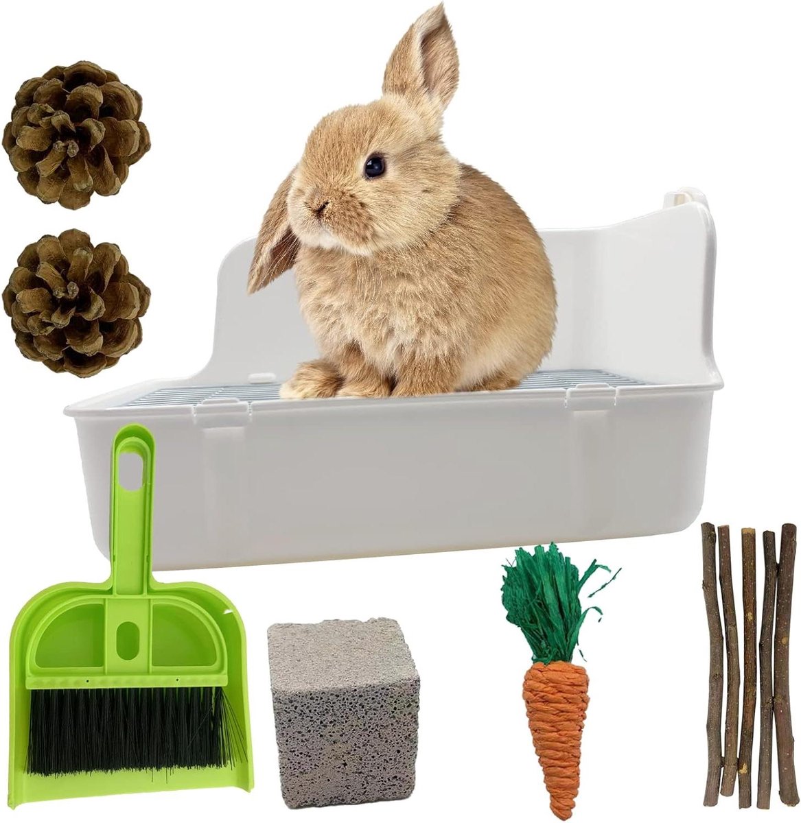 Konijnenbak Toilet - Hok Toilet - Kleine Dieren Zindelijk Maken - Vangrail en Gaas Ontwerp
