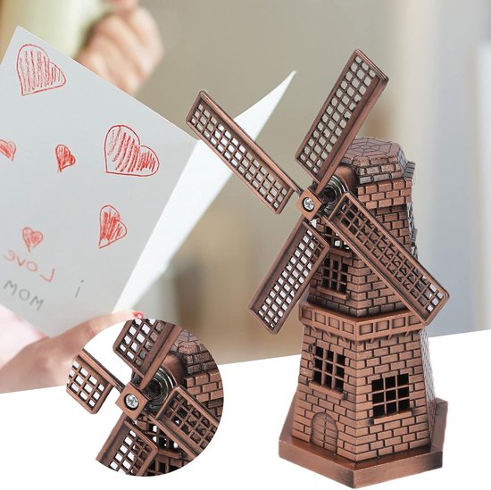 Retro Houten Windmolen Standbeeld, Miniatuur Tuindecoratie, Bronzen Afwerking, Perfect voor Tuin en Binnenhuis, Unieke Ambachtelijke Ornamenten — afbeelding 4