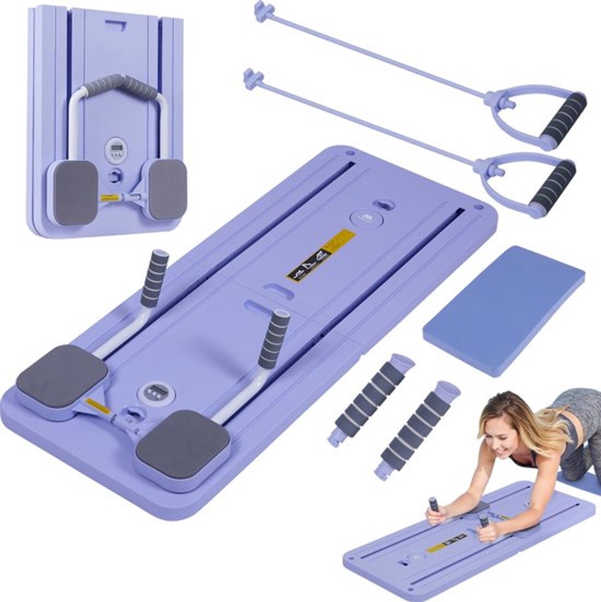 Emvae Pilates Board - Reformer Pilates - Multifunctioneel Buikspier Oefenbord - Fitness Board - Opvouwbaar - Paars