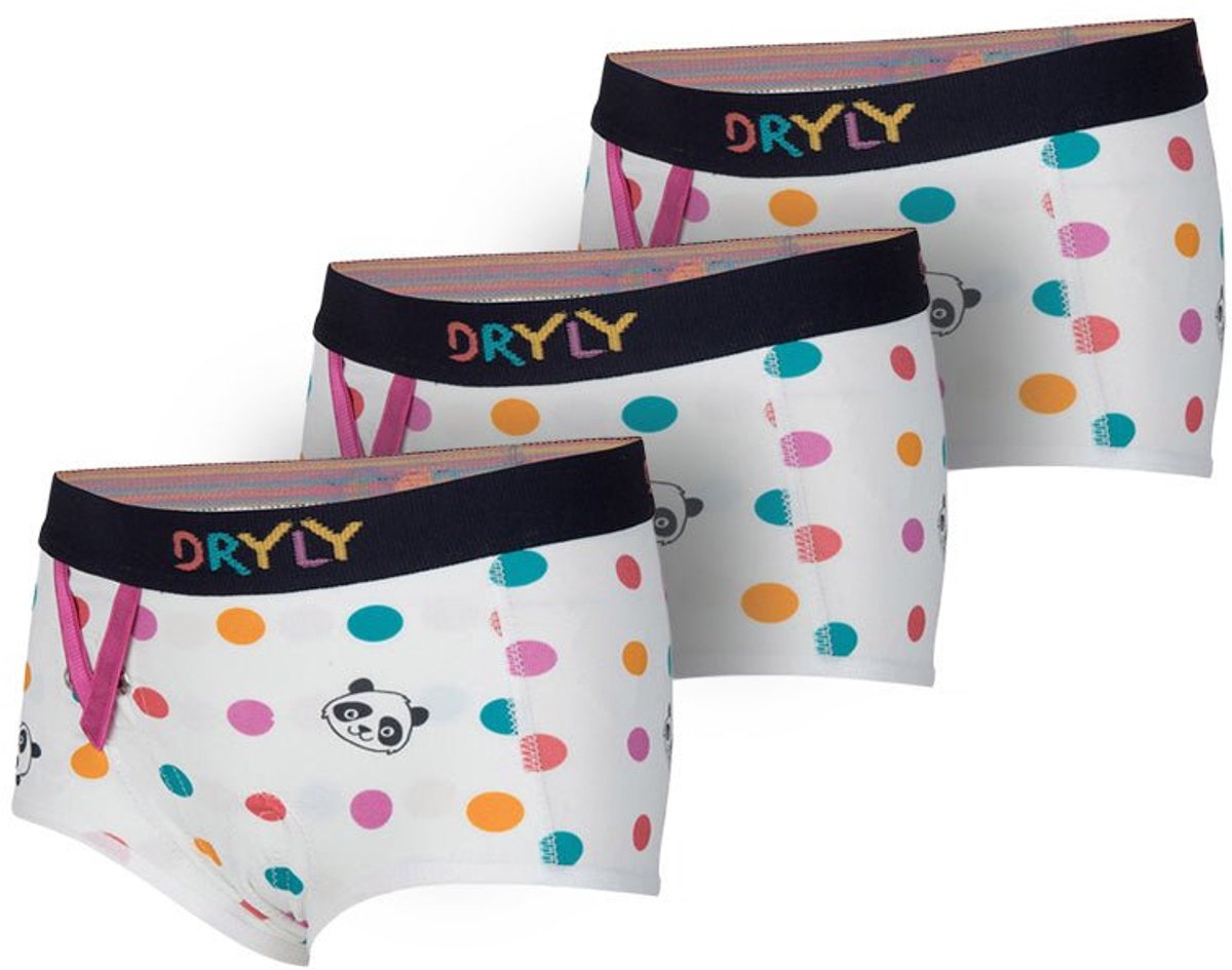 Dryly Plaswekkerbroekje Meisjes (3-pack) - Zindelijkheidstraining - Wizzu Hipster - Wit met figuurtjes - Plaswekker - Maat 134-140