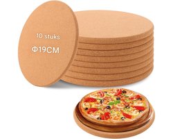 GELLDG Potonderzetter - 10 Stuks - Korken Onderzetters Rond - Ø19cm x 1cm - Hittebestendig en Vochtwerend - Geschikt voor Pannen, Ovenschalen en Potten - Antislip Bodem - Geschikt voor DIY Gebruik - Natuurlijk Kurk