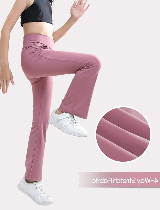 Flared Sportbroek voor Meisjes met V-Lijn Taille, Bootcut Design, Ideaal voor Yoga en Joggen, EU 116-158 — afbeelding 3