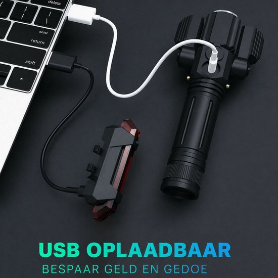 Fietsverlichting Set LED - Fietslampjes Voorlicht & Achterlicht - Fietslamp USB Oplaadbaar - MTB & Racefiets Verlichting - Waterdicht Fietslicht — afbeelding 5