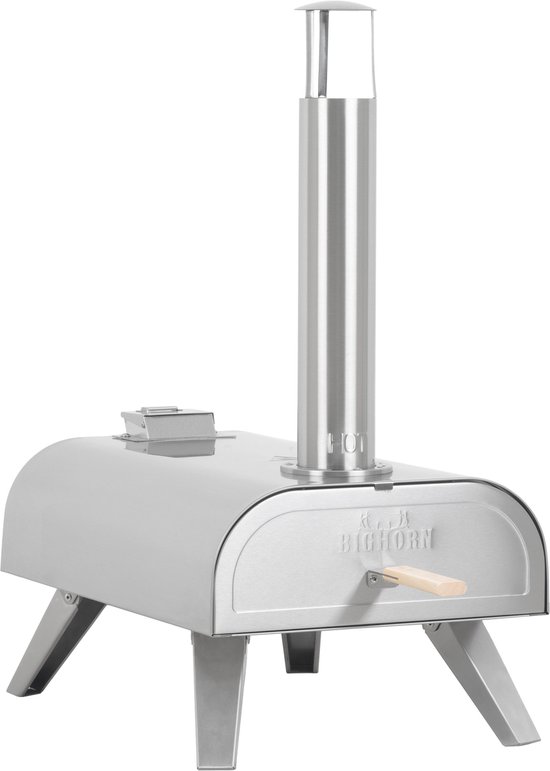 BIG HORN OUTDOORS Pizza Oven - Multi-Fuel Pellet & Gas Pizza Oven - Draagbare Outdoor Pizza Oven met Pizzasteen en Draagtas - Houtgestookt & Propaan Gas - RVS - 12 Inch — afbeelding 2