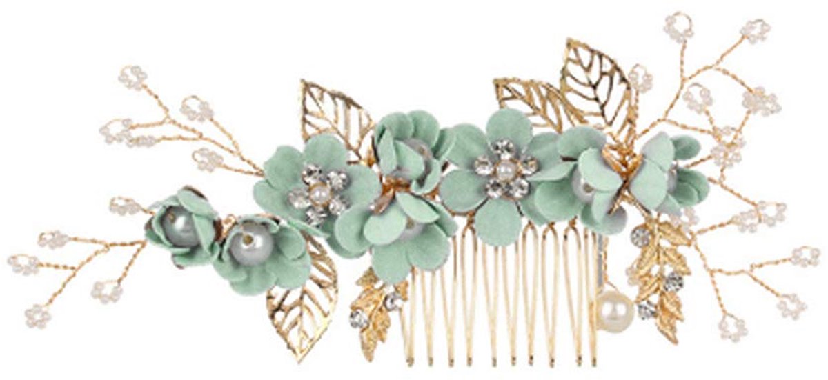 JeiibrZui Groene Strass Haar Kam - Kristallen Bruidskopstuk Voor Bruiloft Feest Galabal - Elegant Accessoire Voor Bruid En Bruidsmeisjes