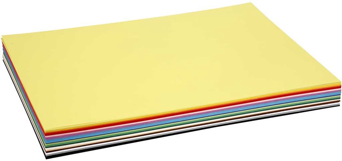 Karton - Hobbykarton - 20 Verschillende Kleuren - DIY - Knutselen - A2 - 42x60cm - 180 grams - Creotime - 300 vellen