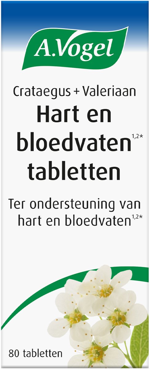 A.Vogel Crataegus + Valeriaan tabletten - Bevat Valeriaan: ondersteunt het hart - 80 st