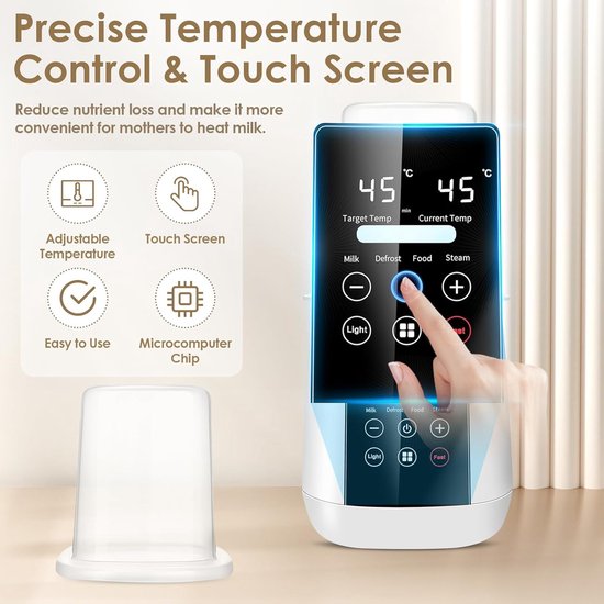 Multifunctionele Flesverwarmer, 6-in-1 Snelle Elektrische Flesverwarmer, Flessterilisator met Touchscreen, Dampsterilisator met Slimme Temperatuurregeling, Automatisch Uitschakelen (Opmerking: De doos bevat geen flessen.) — afbeelding 4