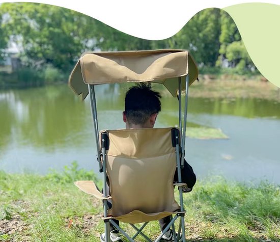 Opvouwbare Stoel - Relaxstoel Ligstoel - Buitenactiviteiten Genieten - Met Opvouwbare Luifel - Tot 175 kg - Kaki — afbeelding 5
