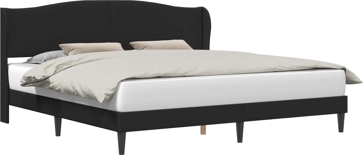 vidaXL Bedframe - met - hoofdeinde - Zwart - 180 - x - 200 - cm - Kunstleer