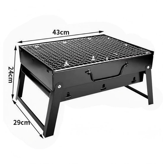 Draagbare houtskoolbarbecue - Geschikt voor 5–7 personen - Middelgroot - Opvouwbaar - Gemakkelijk mee te nemen - Ideaal voor picknicks, op reis, op het terras of bij het kamperen in de tuin - 43 x 29 x 23 cm van Merkloos — afbeelding 2