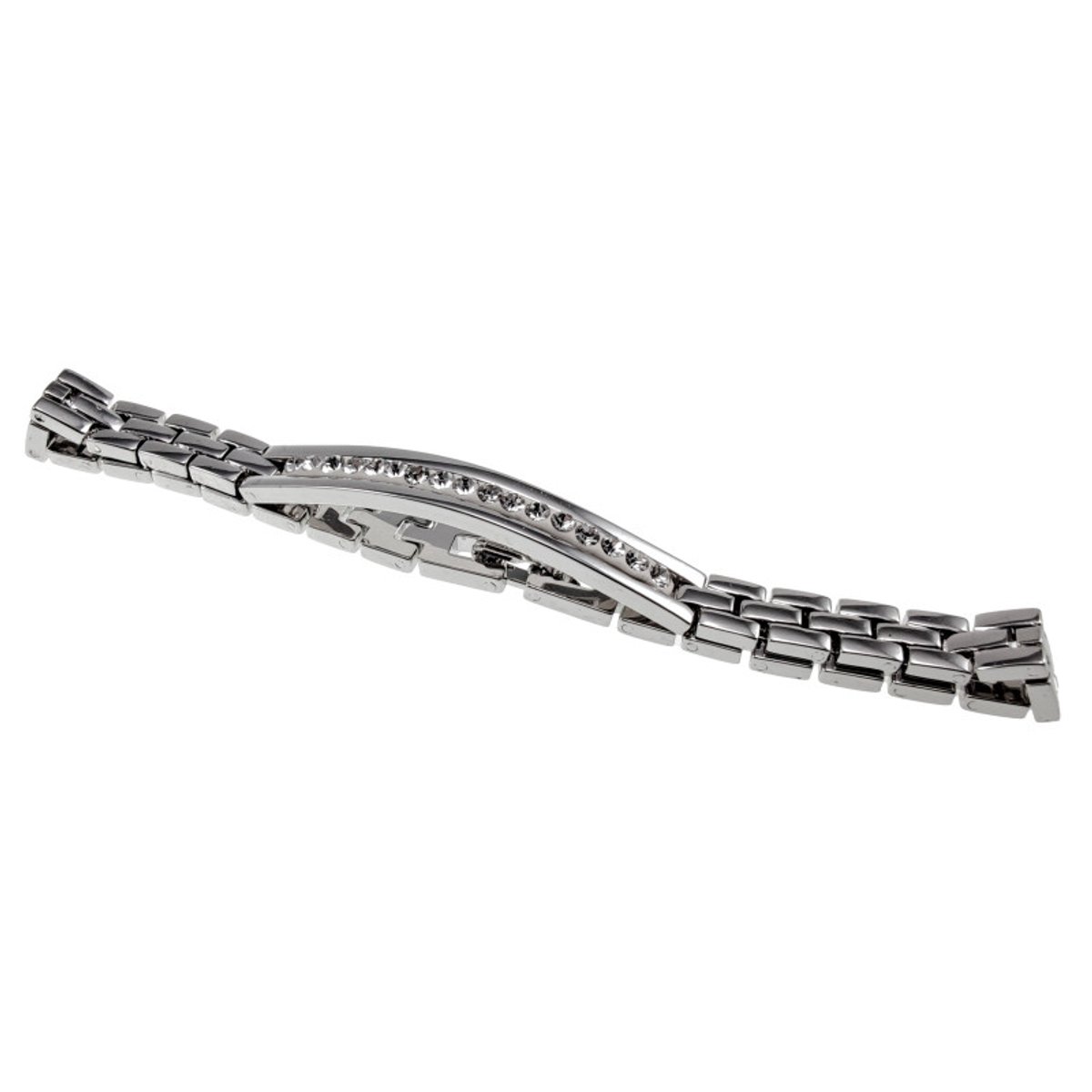 Dames Armband met Zirkonia, Elegant Horlogeschakel Design Rhodium Plated - Polslengte 18- 19 cm