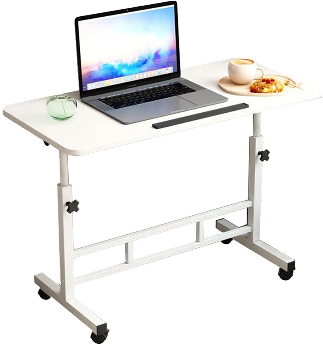 computerbureau - in hoogte verstelbaar - laptopcomputerwerkstation - kantelbaar bureau - Ergonomisch - 4 flexibele vergrendelbare wielen - Draagbaar