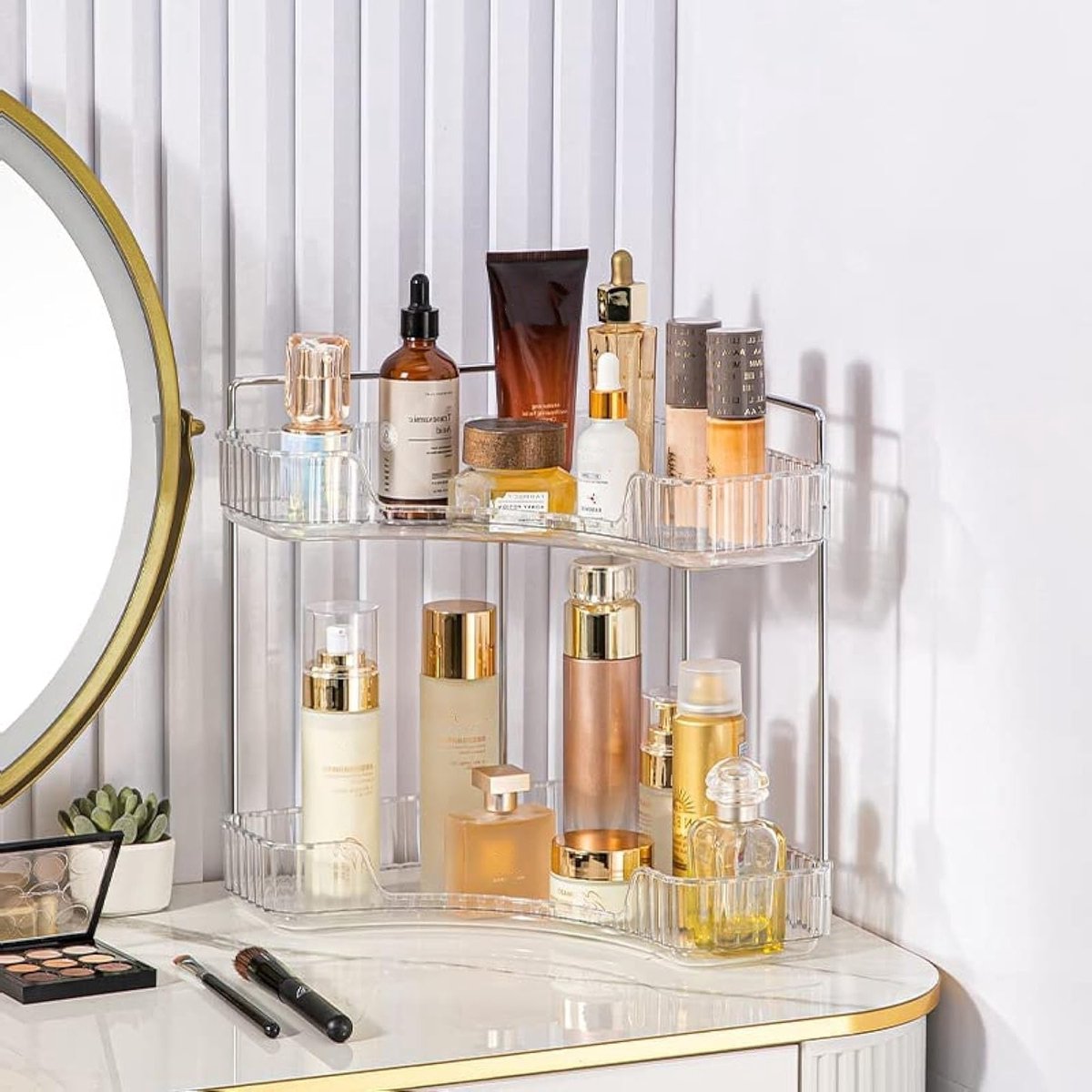 Make-up organizer voor badkamer en make-uptafel - 3 lagen, grijs