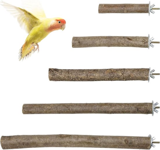 Natuurlijke Houten Vogelhangers voor Agapornis, Set van 5, Ideaal voor Vogelkooien en Decoratie
