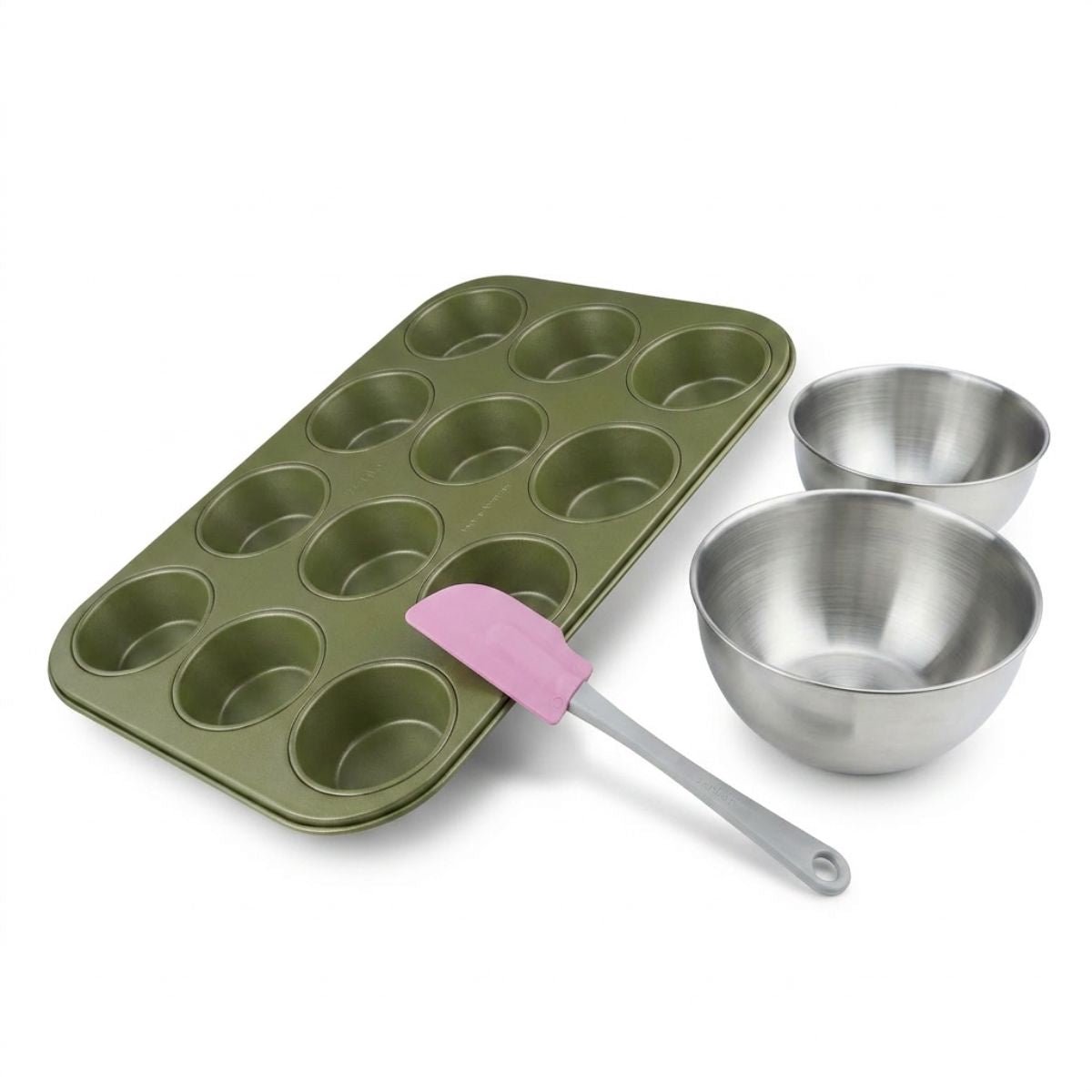 Bakkerset met bakvorm voor 12 muffins, 2 mengkommen en spatel Zenker – foto 2