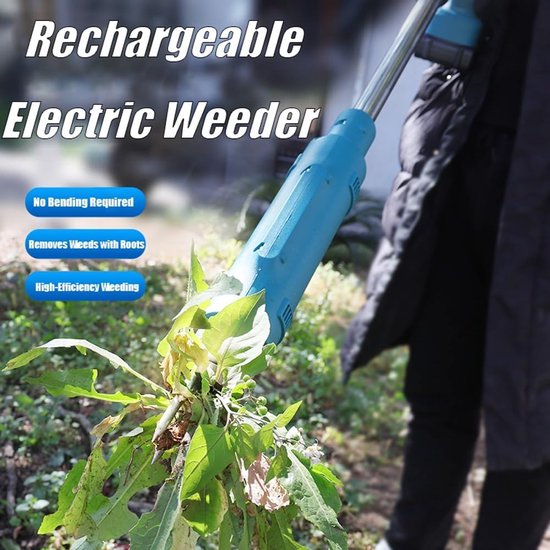 Elektrische Onkruidtrekker - Accu Wortelverwijderaar - Gazon Onderhoud - Staand Design - 1.54 kg - Blauw — afbeelding 4