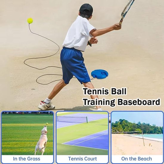 Tennisbal Trainer - Solo Oefenbal - Tennisvaardigheden Verbeteren - Verzwaarde Stabiele Basis - 400cm Koord - Zwart — afbeelding 3