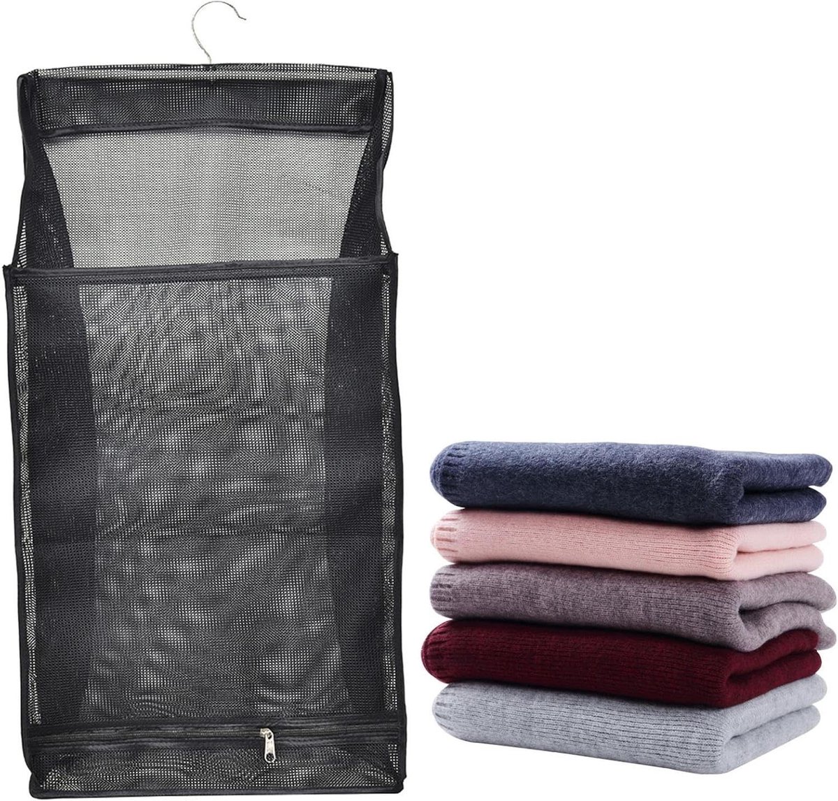 Hangende Wasmand - Wasknijperzak Opberger - Ruimte Besparen - Opvouwbaar Mesh Design - 35 x 20 cm - Meerkleurig