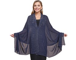 Topmelon Sjaal Dames - Omslagdoek - Strass Omslagdoek Dames -sjaal wikkel met voor bruiloft avondjurken Diepblauw