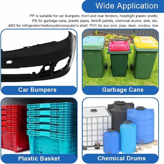 Kunststof Lasstaven - Zweetstokken Lassen - Plastic Reparatie - Verschillende Materialen - 100 Stuks - 4 Kleuren — afbeelding 3