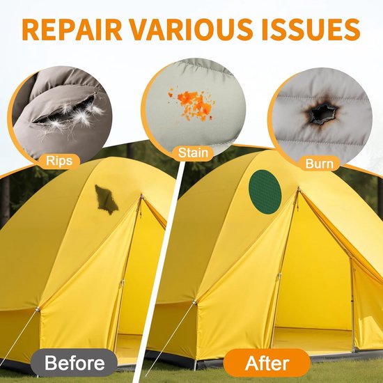 Reparatieset Donsjack - Stof patches - Kleding herstellen - Waterdicht en scheurvast - 3 stuks vierkant - Groen — afbeelding 2